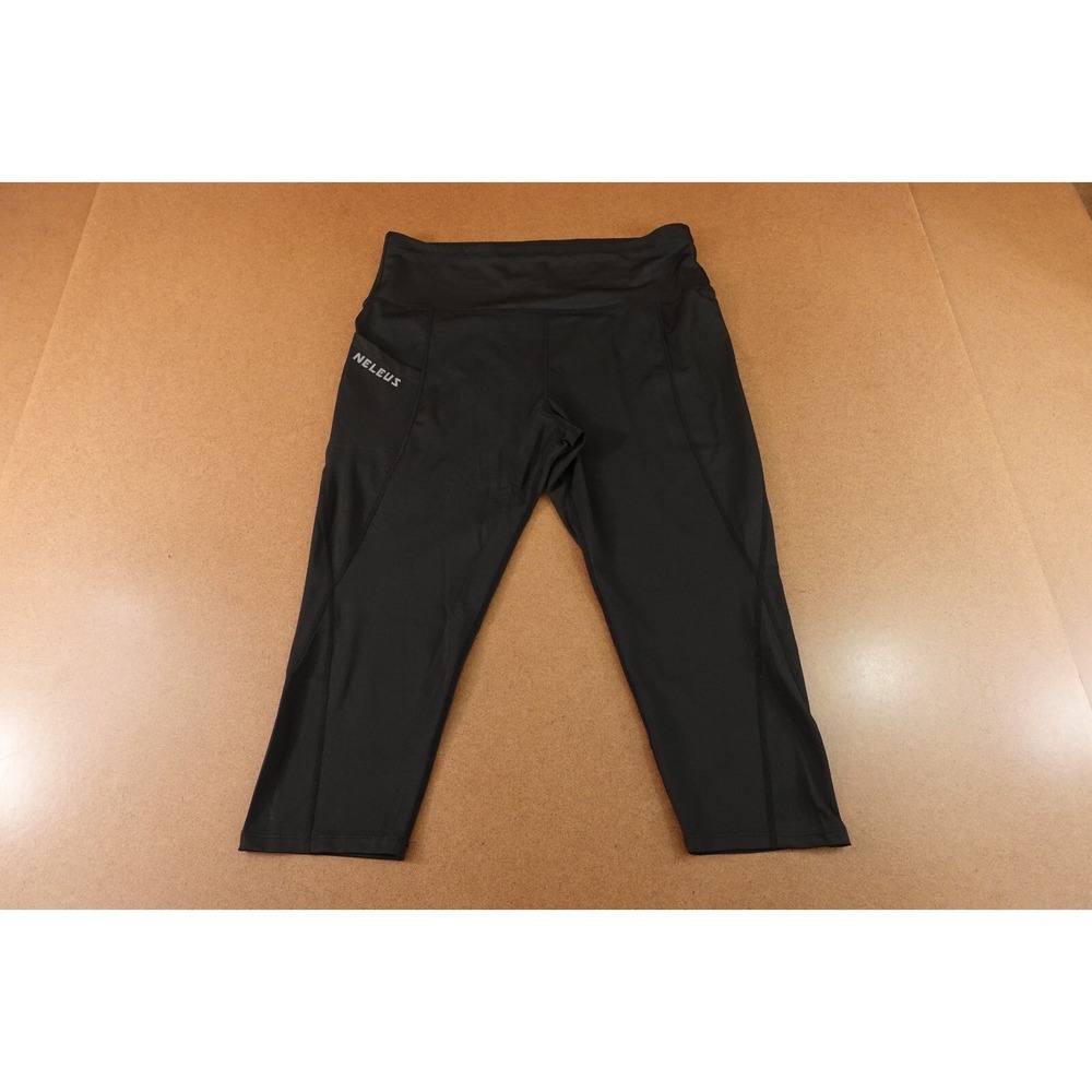 Neleus Womens Size 3XL Black High Rise Pocketed Active Capri Leggings New